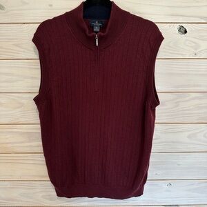 Brooks Brothers Burgundy Zip-Up Sweater Vest